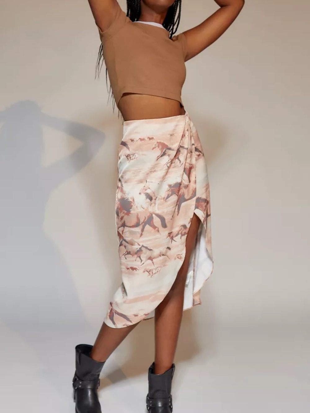 Horse-Print Wrap Skirt